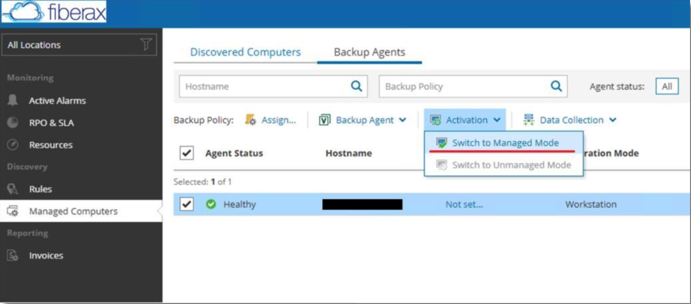 Activation: Switch to Managed Mode