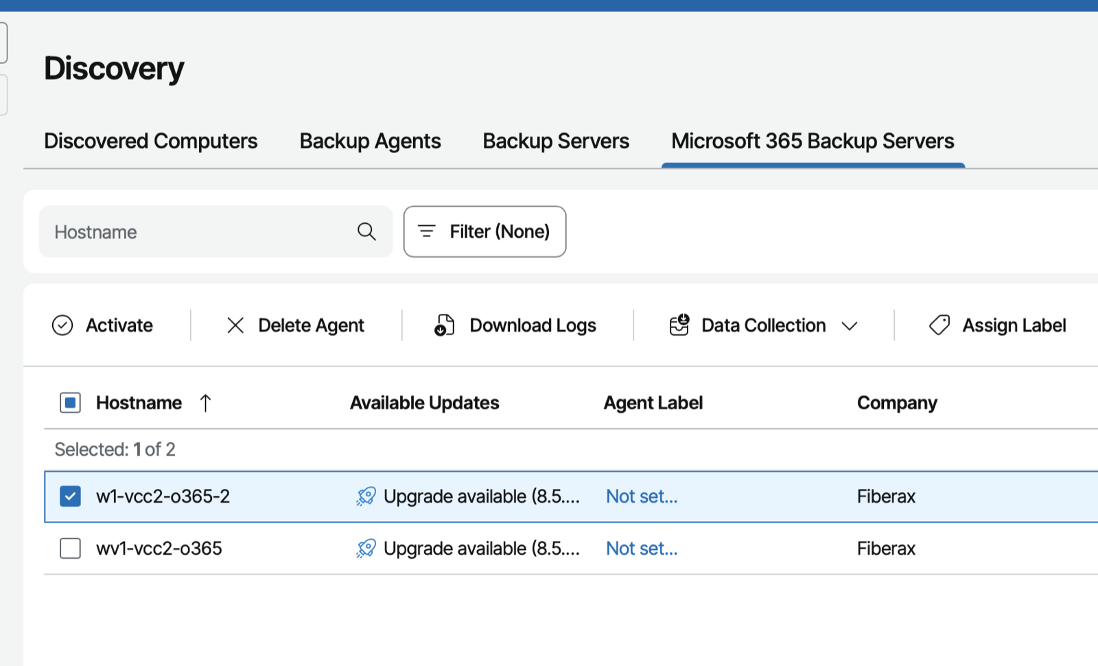 Microsoft 365 Backup Servers: кнопка Activate