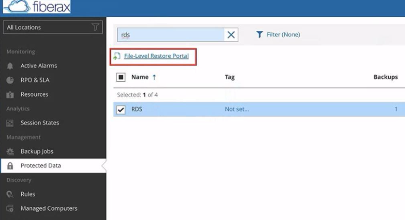 Protected Data: File-Level Restore Portal