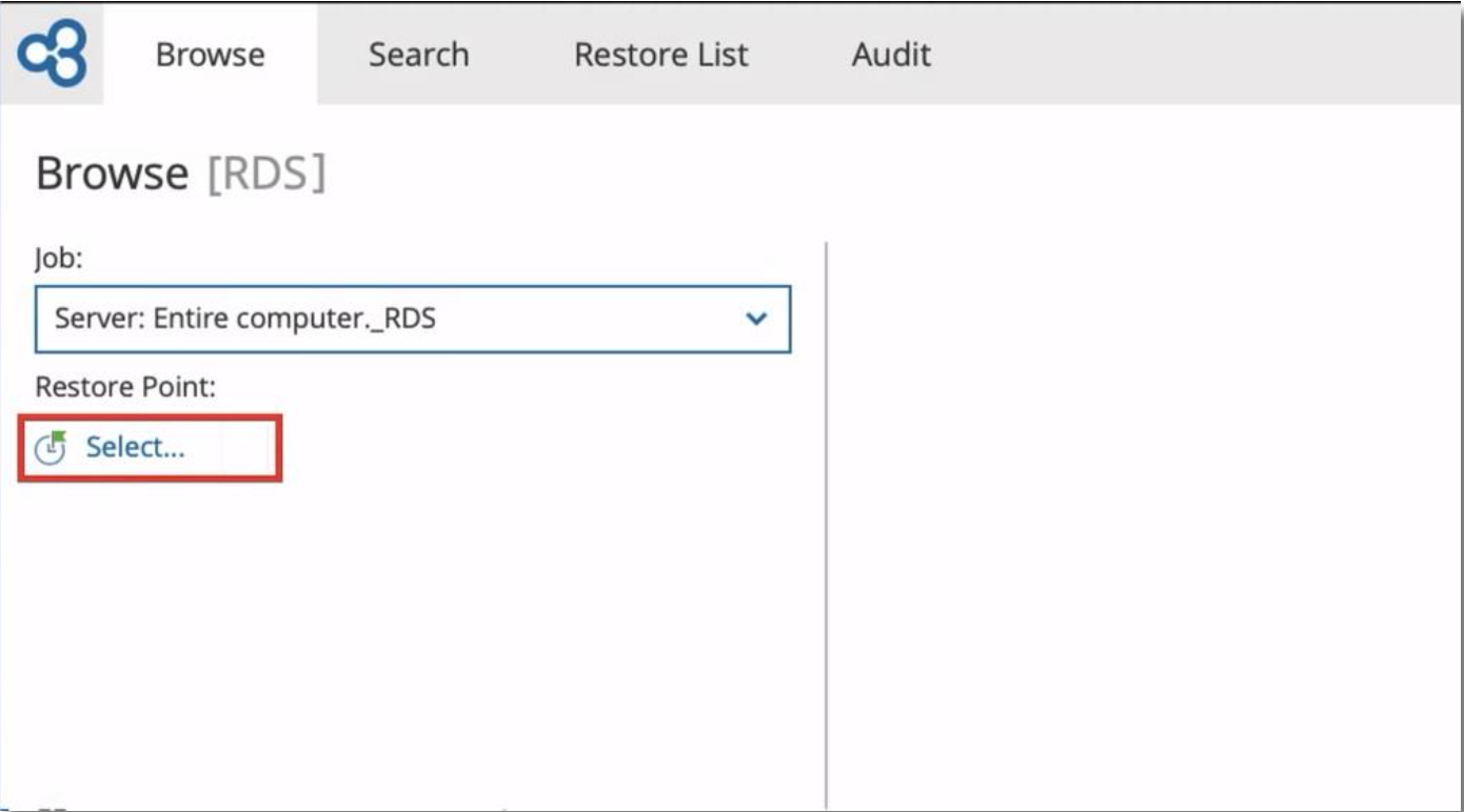 File-Level Restore Portal: вкладка Browse