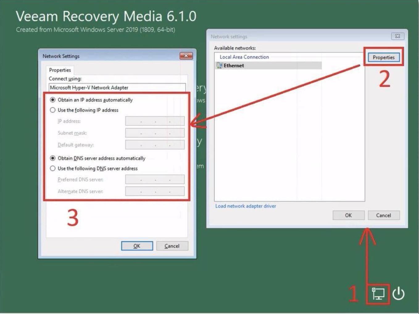 Veeam Recovery Media: Network Settings