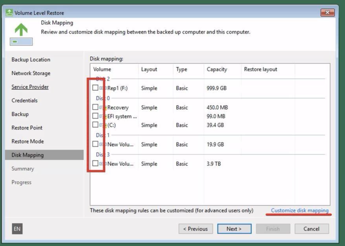 Disk Mapping: Customize disk mapping