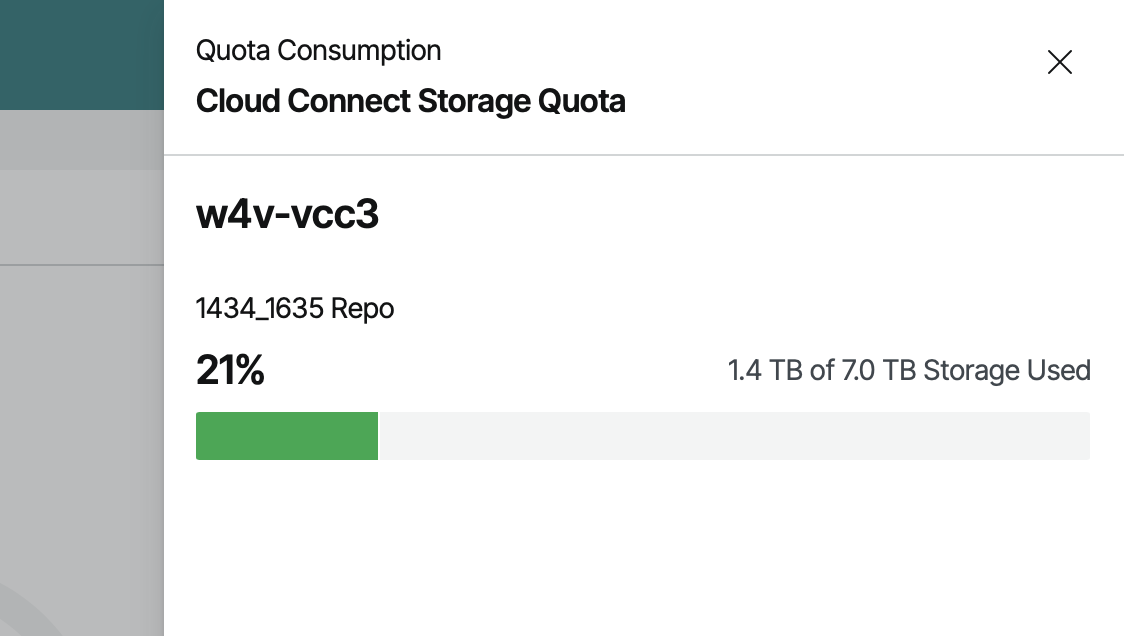 Quota Consumption: Cloud Connect Storage Quota