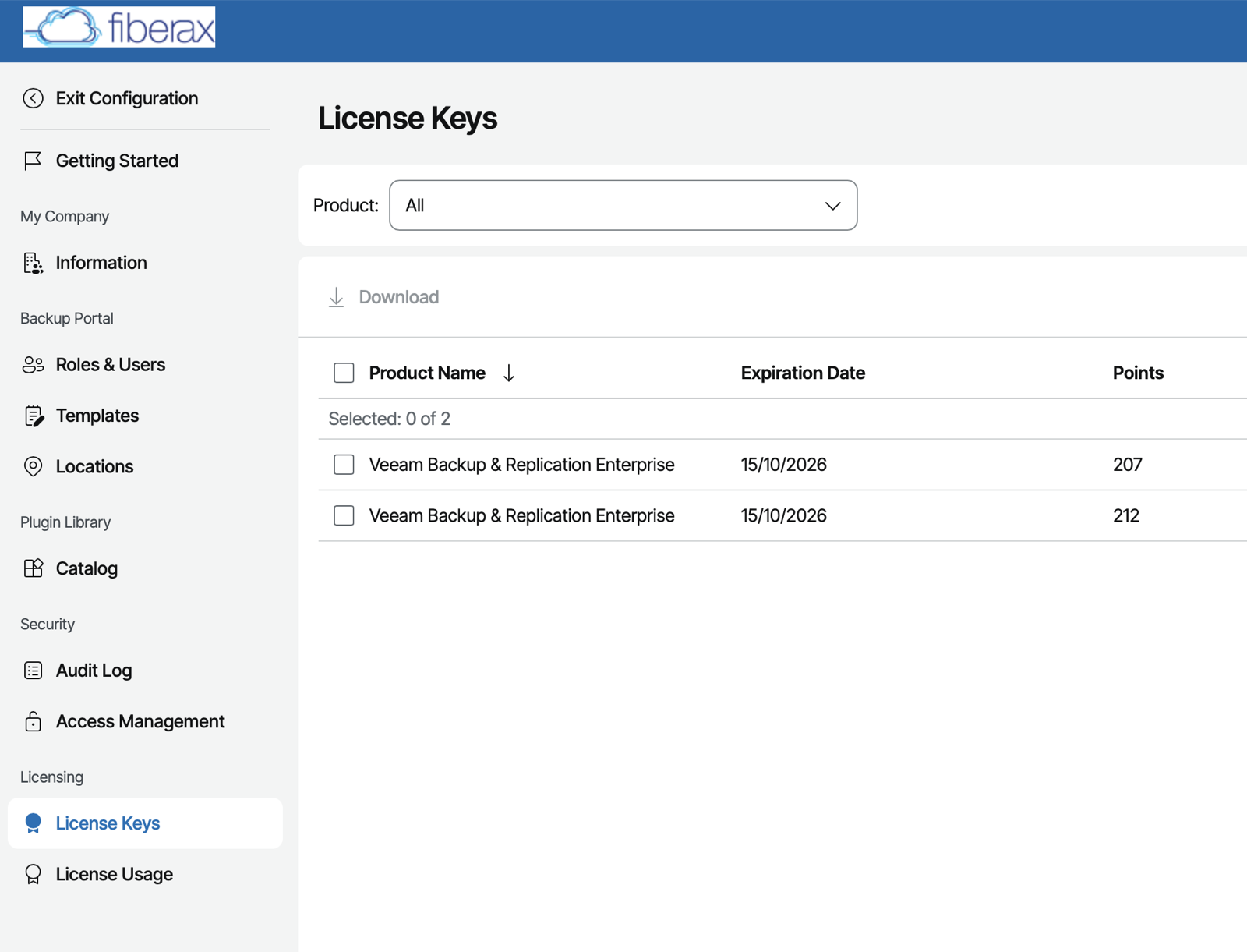 Configuration: License Keys